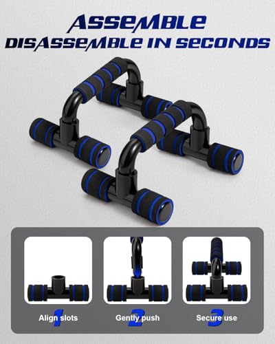 Ergonomic Push Up Bars (2 Pack) - Portable Push Up Handles for Men & Women, Ideal for Home, Gym, or Floor Workouts – Deep Muscle and Strength Training - color: Blue