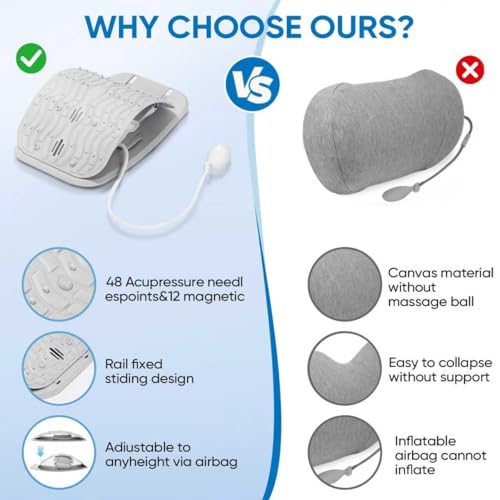 Ergonomic Lumbar Support Board, Lower Back Stretcher Adjustable Air Compression Mat Spinal Decompression Device, Back Stretcher for Lower Back Pain Relief,Ideal for Adults at Home or Work(grey) - color: Gray