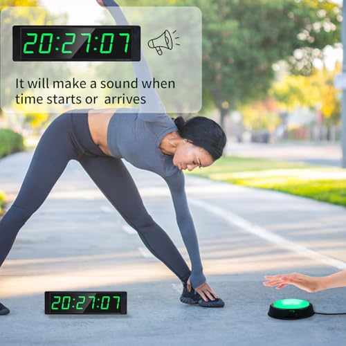 YZ Gym Clock for Home Gym with Start/Stop Button, Interval Timer for Workout, Stopwatch/Countdown Timer with Remote, 12/24H Digital Wall Clock, Portable Home Gym Accessories - style: battery