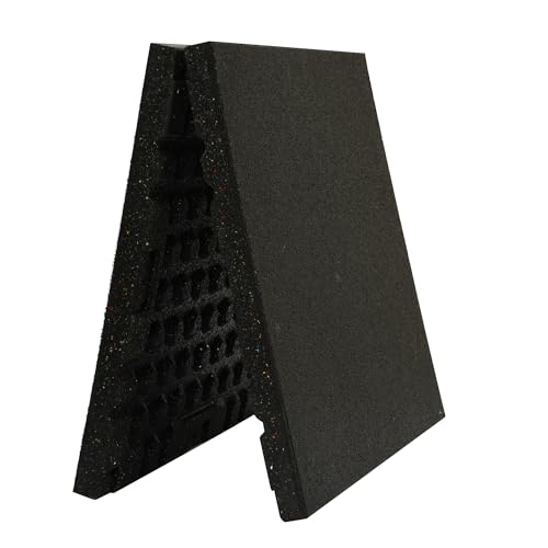 1.37'' Thick EPDM Exercise Equipment Mat Shock Absorbing Mats | 2 PCS 20'' X 20'' Heavy Duty Rubber Silencer Drop Pads Noise Reducing Weightlifting Crash Floor Mats for Home Gym, Black