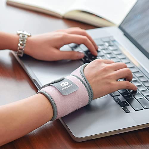 INDEEMAX 2 Pack Copper Wrist Brace Support for Carpal Tunnel, Pain Relief, Arthritis, Tendonitis, Adjustable Wrist Braces Compression Wraps Both Hands, Fit for Men and Women, Pink - color: Pink