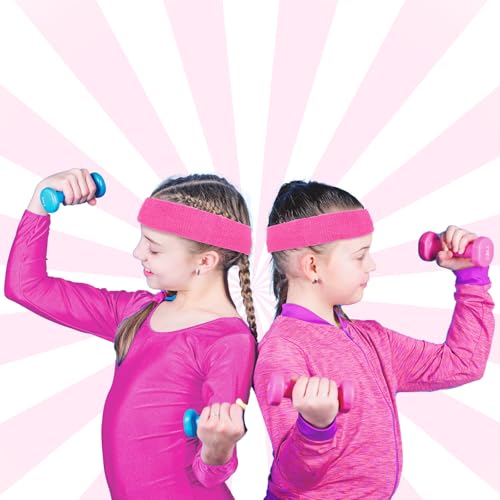 Bememo 36 Pcs Neon Sweatbands Set Soccer Party Favors Cotton Headbands Wristband Sweat Bands Soccer Mom Essentials for Football Fans Sporting Events 80 90s Glow Party - color: Pink, size: Small
