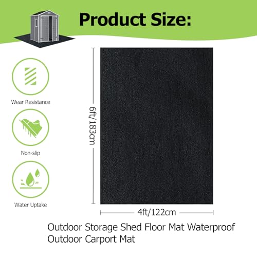 Outdoor Storage Shed Floor Mat, 6 * 4FT Waterproof Washable Garden Flooring Pad with Non Slip Backing, Soft Furniture Patio Covering Carport dust Oil Mat-Tool Shed, Storage Shed Not Included - size: 6 x 4 FT