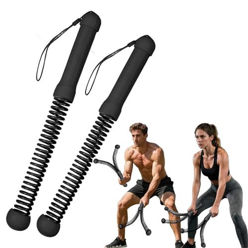 2nd Gen Ropeless Battle Ropes for Home Gym, Heavy Duty Portable Cordless Battle Ropes with Integrated Spring (No Screws), Weighted Exercise Rope for Men & Women, HIIT Workout Equipment - color: black