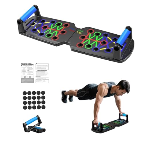 Push Up Board for Men - 15-in-1 Foldable Pushup Board with Push Up Bar, Handles & Bands, Portable Home Gym & Workout Equipment for Chest Exercise, for Teen Boys 16-18 & Gym Lovers - color: BLACK-2