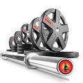 XMARK Olympic Weight Set | TEXAS STAR Weight Set Rubber-Coated Olympic Weight Set With XMARK BLACKSMITH Barbell Bar, Barbell Weight Set, Weights, Barbell - color: 14) Straight Bar & 205 lb Weight Set