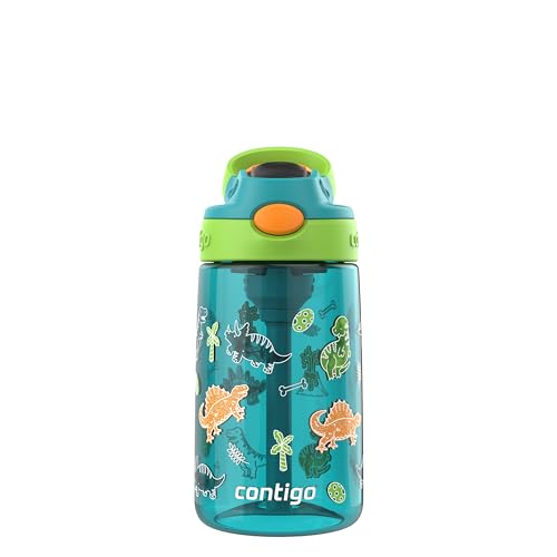 Contigo Aubrey Kids Water Bottle - color: Juniper/Dinos, size: 14 oz (Pack of 1)