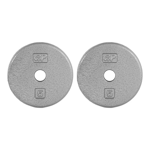 CAP Barbell Standard 1-Inch Cast Iron Weight Plates - Singles & Sets | 1.25-50 lbs | Multiple Options - color: Gray, size: 5 lb - Set of 2