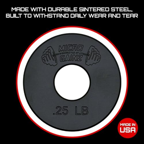 Micro Gainz Standard 1-Inch Center Hole Fractional Weight Plates Set of 2 Plates, Choose Set (.25LB-1.25LB), Designed for Standard 1-inch Barbells & Dumbbells, Made In USA - color: .25lb Black