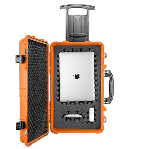 Eylar 22" Carry-On Roller Hard Case With Ragar Reconfigurable & Reusable XP Crosslink Foam, Waterproof, Shockproof For Equipment, Drones And Cameras, TSA Standard (2 Ragar Layers) (Orange) - color: Orange
