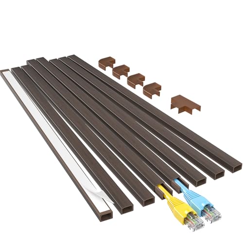 Yecaye Cord Hider, 113in Cord Covers for Wires on Wall, One-Cord Cord Organizer, Easy Install Cable Management Kit, Cable Cover Home Office, W0.59in H0.4in, Darkwood - color: Darkwood, size: 113in L x 0.59in W x 0.4in H