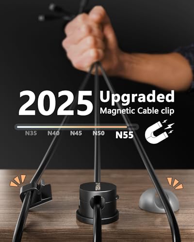Magnetic Cable Clips 360° Rotation Cord Holder, 12 Pack Cord Organizer 1s Lock Cable Smooth Adjustable Desk Organizers and Accessories, Adhesive Cord Clips for Nightstand,Phone,Wall,Car,Home Office - color: Black, size: 12 PACK