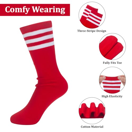ONUPGO 5 Pieces Kids Sweatbands Soccer Socks Set - Sports Headband, Wristbands, Striped High Socks for Kids, Youth,Toddler & Baby - Football, Basketball, Running, Cycling, Tennis - color: Red/White/Red