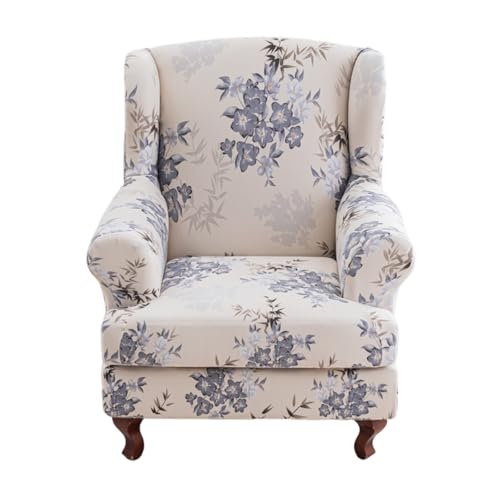 CRFATOP Soft Wing Chair Slipcovers 2 Pieces Wingback Chair Covers Sofa Slipcover with Arms Stretch Jacquard Wing Back Armchair Cover Furniture Protector for Wingback Chairs Living Room,C51 - color: Color C51