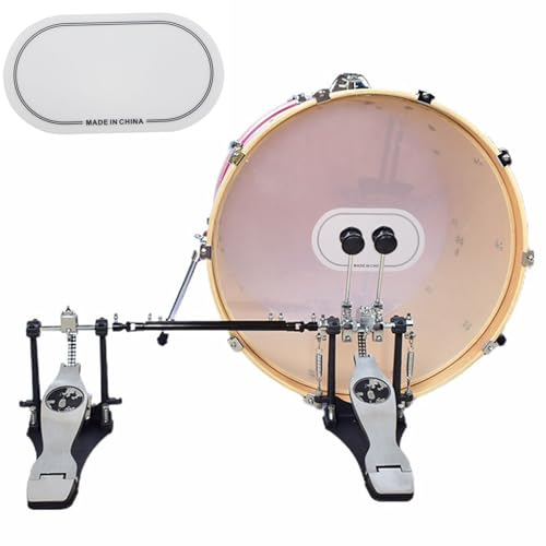 QAZXCDEW-2pcs Bass Drum Patch And Kick Drum Pad, Self Adhesive Drumhead Patches For Bass Drum Pedal Accessories, Includes Double And Single Pedal Protector (white) - color: white