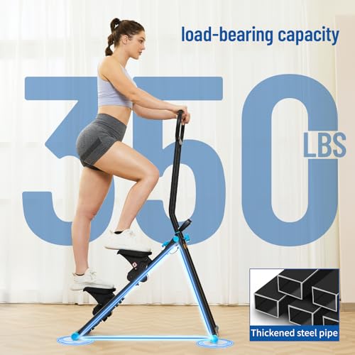 HXD-ERGO Stair Stepper for Home, New Version 6 Adjustable Resistance Vertical Climber Cardio Exercise Machine, Folding Stair Climber for Full Body Workout with Adjustable Handlebar - color: 6 Level Resistance-Black
