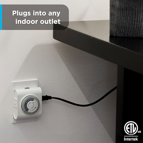 GE 24‑Hour Mechanical Outlet Timer Switch, Dual Grounded Plug‑in Control for Indoor Lighting, Lamps, Christmas Trees, Fans and Small Appliances (3 Pack), 66404
