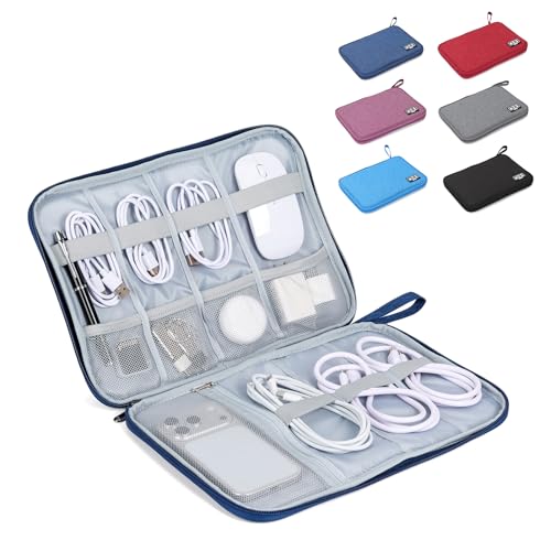 Electronic Organizer Travel Case, Slim Cable Accessories Pouch, Single Layer Tech Pouch & Cord Storage Bag for Chargers, Power Bank, SD Cards - Minimalist Travel Essentials - color: cyan, size: L