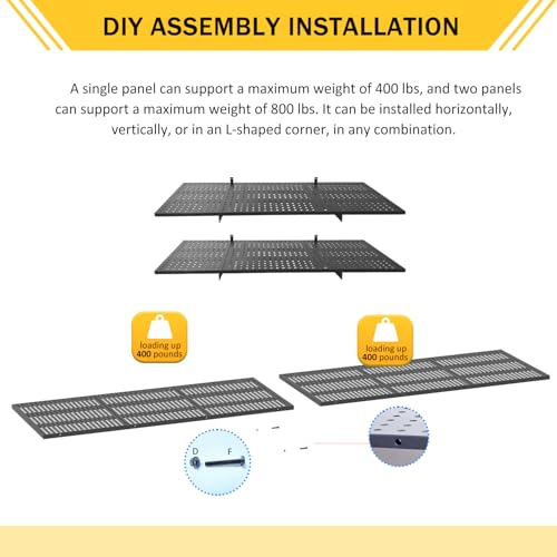 2-Pack 1.97x2.95ft Adjustable Garage Wall Shelving,800 lb Load Capacity Heavy Duty Wall Mounted Storage Shelf，Metal Floating Shelves for Garage，Used in basements, Storage Rooms, Work Areas - size: 2-Pack 1.97x2.95ft