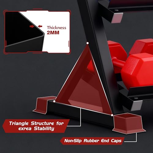 Zlinke 3-Tier Dumbbell Rack Multilevel Weight Storage Organizer for Home Gym, Weight Rack for Dumbbells, Kettlebells,1100LBS Capacity (Rack Only)