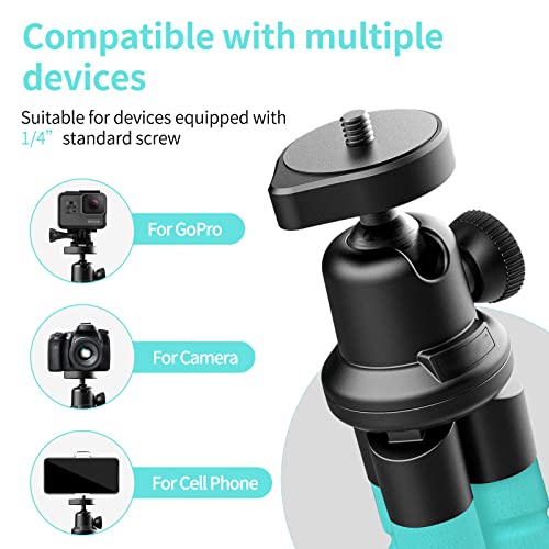 Aureday Phone Tripod, Flexible Tripod for iPhone and Android, Portable with Wireless Remote and Clip for Video Recording/Vlogging/Selfie (Blue) - color: Blue