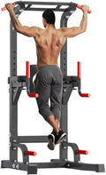 soges Power Tower Pull Up Bar Dip Station, All in One Free Standing Pull Up Bar for Home Gym with 7-Level Height Adjustable, Multi-Function Power Racks Strength Training Equipment, 330 lbs Capacity - color: Black