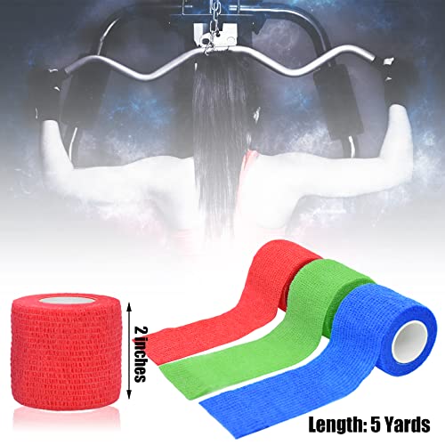 6 Pack 2 Inches Self Adhesive Bandage Wrap | Breathable Cohesive Bandage Elastic Tape for Pets, Athletic, Sports, Wrist, Knee, Ankle(5 Yards Per Roll, Mixed Colors) - color: Mixed Colors, size: 2 Inch