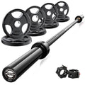 RitFit Barbell Weight Set - 4/6FT Olympic Barbell with Weight Plates (55-115LB Total) - Weightlifting Equipment for Squats, Curls, Deadlifts, Presses, Hip Thrusts - color: Black, size: 6FT With 85LB Plates