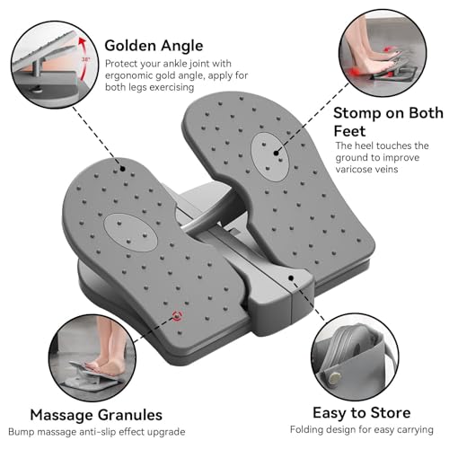 Mini Stepper Trainer, Reinforced Nylon Foot Stepper Exercise Machine Quiet Stair Stepper Foldable Leg Exerciser Peddle for Home Office - color: Grey