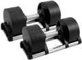 SQUATZ Adjustable Dumbbells with Quick Weight Change, Space-Saving Dumbbell Set with Anti‑Slip Handle, Secure Locking System, Heavy‑Duty Plates & Base for Home Workout and Strength Training - size: 90 LB Total - (45LB Each)