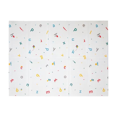 Nuby Reversible Baby Floor Mat | Infant Play Mat, Foldable and Lightweight Foam, 77" x 58", Easy Storage and Travel, Car Tracks/Alphabet - style: Car Tracks