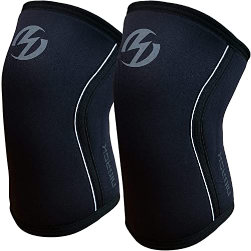 Knee Sleeves (1 Pair), 7mm Neoprene Compression Knee Braces, Great Support for Cross Training, Weightlifting, Powerlifting, Squats, Basketball and More - color: Black 4, size: Large