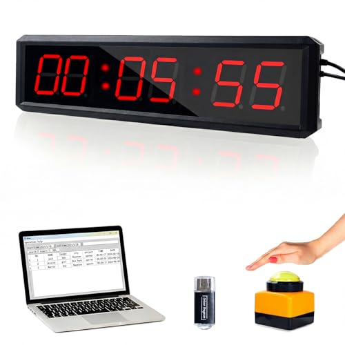Independent Button Type 1.5-inch Fitness Room Rest Timer, Suitable for Gym Exercise/School/Home Exercise/Boxing Gym/Indoor Rock Climbing (1.8-inch Data PC Transmission Mode)