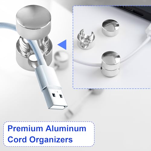 SmallCat 3 Sets Charger Holders for Cords, Silver Cord Holder for Nightstand | Adjustable Metal Cable Anchor Clips, Adhesive Cable Management Wire Organizers for Desk, Office, Nightstand - color: Silver, size: 3 Sets