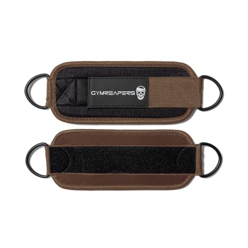 Gymreapers Ankle Straps For Cable Machine Kickbacks, Glute Workouts, Lower Body Exercises - Adjustable Leg Straps with Neoprene Padding - color: Brown, size: Single
