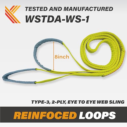 2-Ply Lifting Sling Straps 1”x 10ft - 3100lbs Vertical Capacity Heavy Duty Flat Eye Lift Sling, for Rigging Moving Towing Hoisting -2Pack - Kodiak Straps - color: 2 PACK, size: 1inch x 10ft