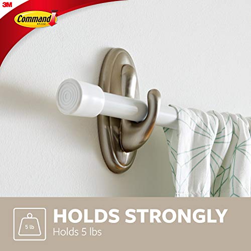Command 5 lb Large Brushed Nickel Color Hook, 1 Hook and 2 Command Strips, Damage-Free Coat Hooks with Adhesive Strips, Traditional Hooks for Hanging Home Decor and Room Decor