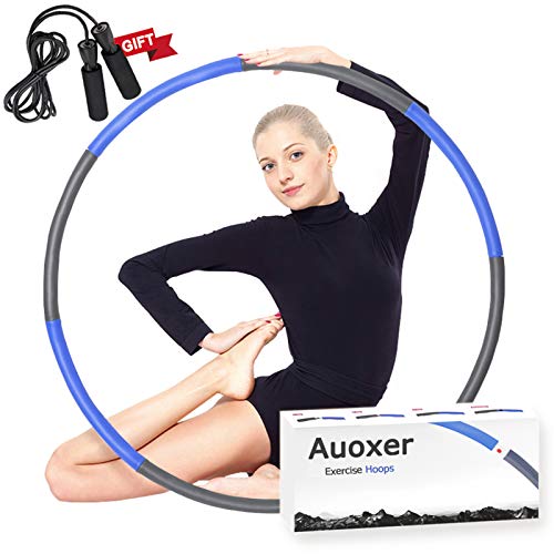 Auoxer Fitness Exercise Weighted hoops, Lose Weight Fast by Fun Way to Workout, Fat Burning Healthy Model Sports Life, Detachable and Size Adjustable Design - color: blue