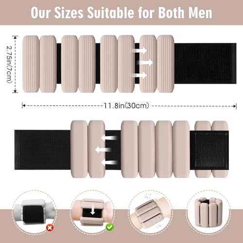 Wrist Weights Set of 2, Wearable Wrist Ankle Weights for Women & Men, Silicone Weighted Bangles Adjustable Arm and Leg Weights for Walking Yoga Pilates Running Dance Gym 2lb - color: Beige Pink