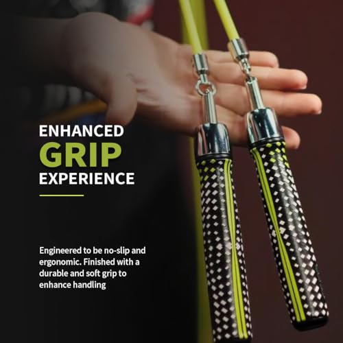 HEREROPE 1/4LB Weighted Jump Rope for Speed, Cardio, Boxing & Workout, Skipping Rope with Ball-bearing, Comfortable & Ergonomic Grip, Tangle Free Cable, Jump Ropes for Men Women Fitness - size: S - 8'0"(User Height 4'9" - 5'4")