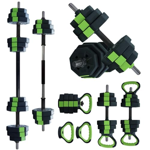 Adjustable Dumbbell Set, 44/66/88 Lbs Free Weight Dumbbells Set, 4 in 1 Dumbbells Set Used As a Kettlebell, Barbell, Push Up Stand, Exercise & Fitness for Home Gym, Black & Green - size: 44 LB-Octagon with Iron Grip