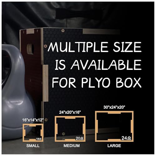 Fitvids 16" x 14" x 12" Non-Slip Wooden Plyo Box Jump Exercise Platform, Plyometric Workout Equipment for Home Gym, Training Step Box, Black - size: 24" x 20" x 16"