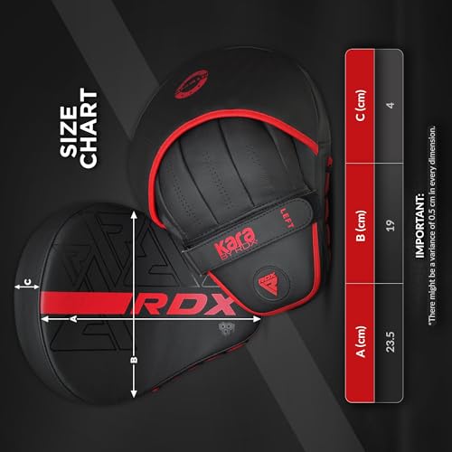 RDX Boxing Pads and Gloves Set, Maya Hide Leather Kara Hook and Jab Curved Focus Mitts with Punching Gloves for MMA, Muay Thai, Kickboxing Coaching, Martial Arts - color: Red, size: 10OZ