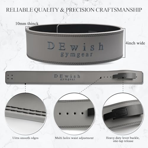 Weight Lifting Belt, 10mm Thick, 4-Inch Wide Heavy Duty Leather Lever Gym Belt, Ideal for Weightlifting, Squats, Deadlifts, Powerlifting, Cross Training and Weight Training - color: Dark Gray, size: M(36"-40")