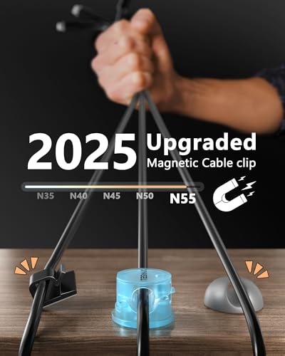 Magnetic Cable Clips 360° Rotation Cord Holder, 6Pack Cord Organizer 1s Lock Cable Smooth Adjustable Desk Organizers and Accessories, Adhesive Cord Clips for Nightstand,Phone,Wall,Car,Home Office - color: Macaron, size: 6 PACK