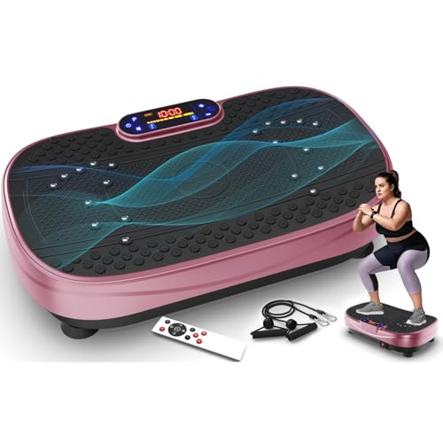 Vibration Plate Exercise Machine,Vibrating Plate for Lymphatic Drainage,Shake Plate for Weight Loss,Full Body Vibration Platform Machines for Women Men Exercise - color: Blackpink