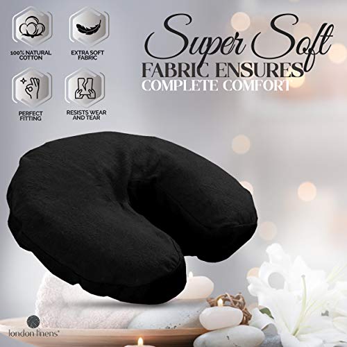 London Linens Pack of 10, Premium Extra Thick 100% Cotton Flannel Massage Tables Face Cradle Covers Cozies Fitted - Includes 10 pcs (Black) - color: Black, size: 10
