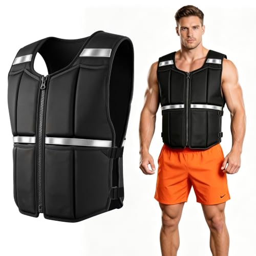 Adjustable Weighted Vest Men Women, 20lb/30lb/40lb Soft Silicone Blocks, Machine Washable | Reflective Strip, Strength Training Weight Vests Slim Under Jacket for Walking Running Rucking Gym Hiking - size: 2-40 LBS