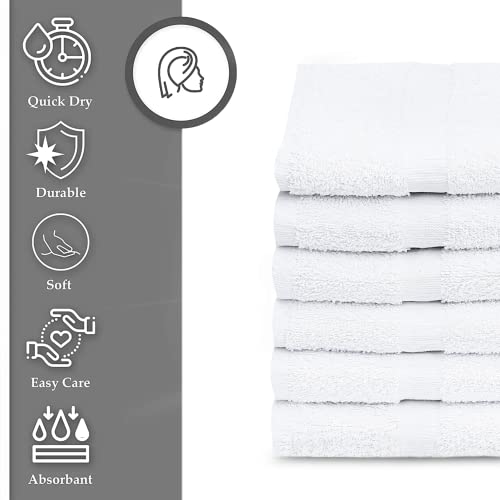 GOLD TEXTILES 24 PCS New White 20X40 Cotton Blend Economy Bath Towels Soft & Quick Dry Salon Hair Towel-Gym Towel (2 Dozen) - size: 24 Pack Economy Grade