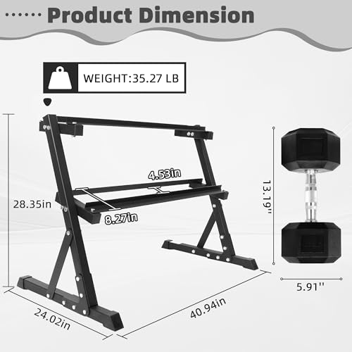BalanceFrom Dumbbell Rack Stand, Multi-Tier Weight Rack for Dumbbells & Kettlebells, Heavy Duty Home Gym Storage Rack, Includes 25 lb Dumbbell Pair, Black - style: 25LB Pair and 2 Tier Rack